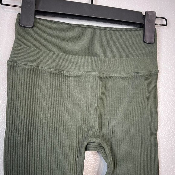 Nux Ribbed Green Compression Leggings Womens Size‎ S NEW - Picture 4 of 7